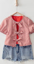 Urban Daizy Gingham Triple Bow Puff Sleeve Crop Top Pink Blouse - Women's (UDZ-TP-01033) – alternate view 29