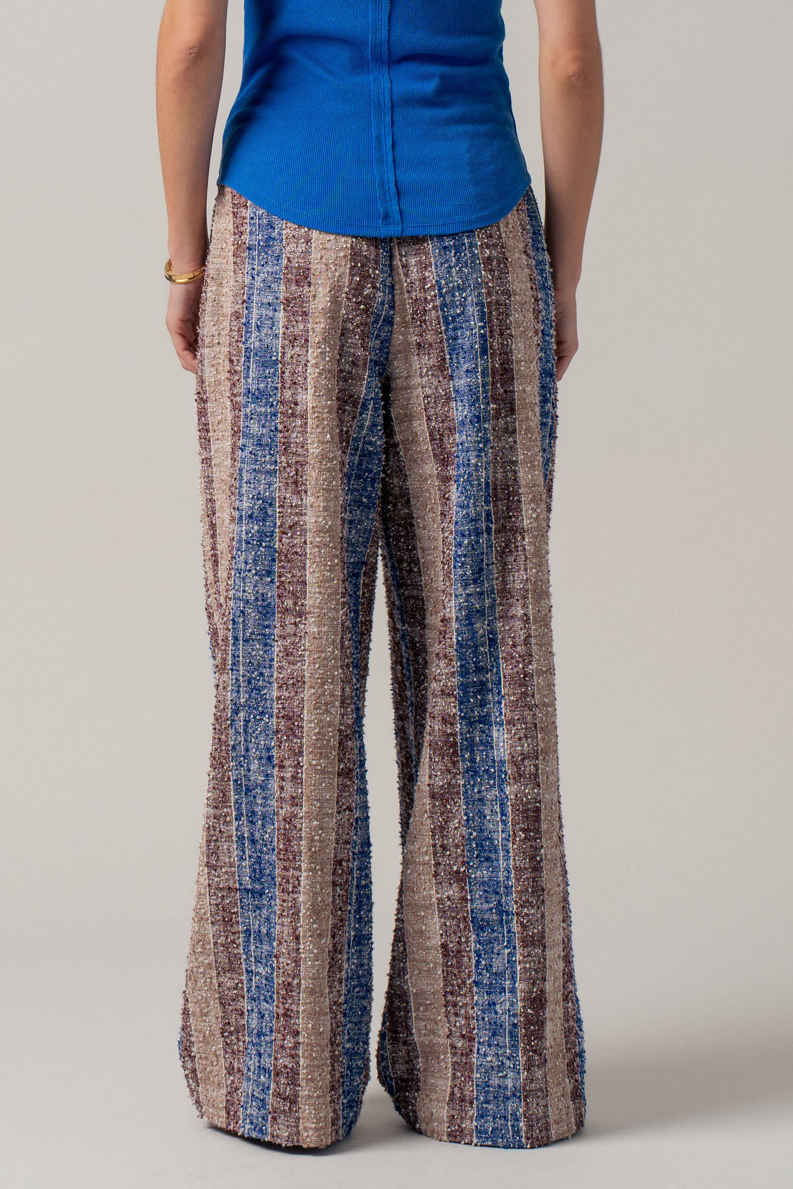 Urban Daizy Striped Textured Cotton Wide Leg Pants Blue-Multi Pants - Women's (UDZ-PT-00478) – alternate view 5