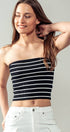 Urban Daizy Striped Ribbed Knit Strapless Tube Top Black Knit Top - Women's (UDZ-TP-00443) – alternate view 15