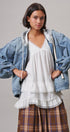 Hooded Denim Zip Up Jacket with French Terry Hood in DENIM - Women's Jackets & Blazers | Urban Daizy