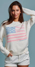 Urban Daizy Vintage Flag Graphic Relaxed Soft Knit Sweater Ivory Cardigan - Women's (TNTP4028-Ivory)