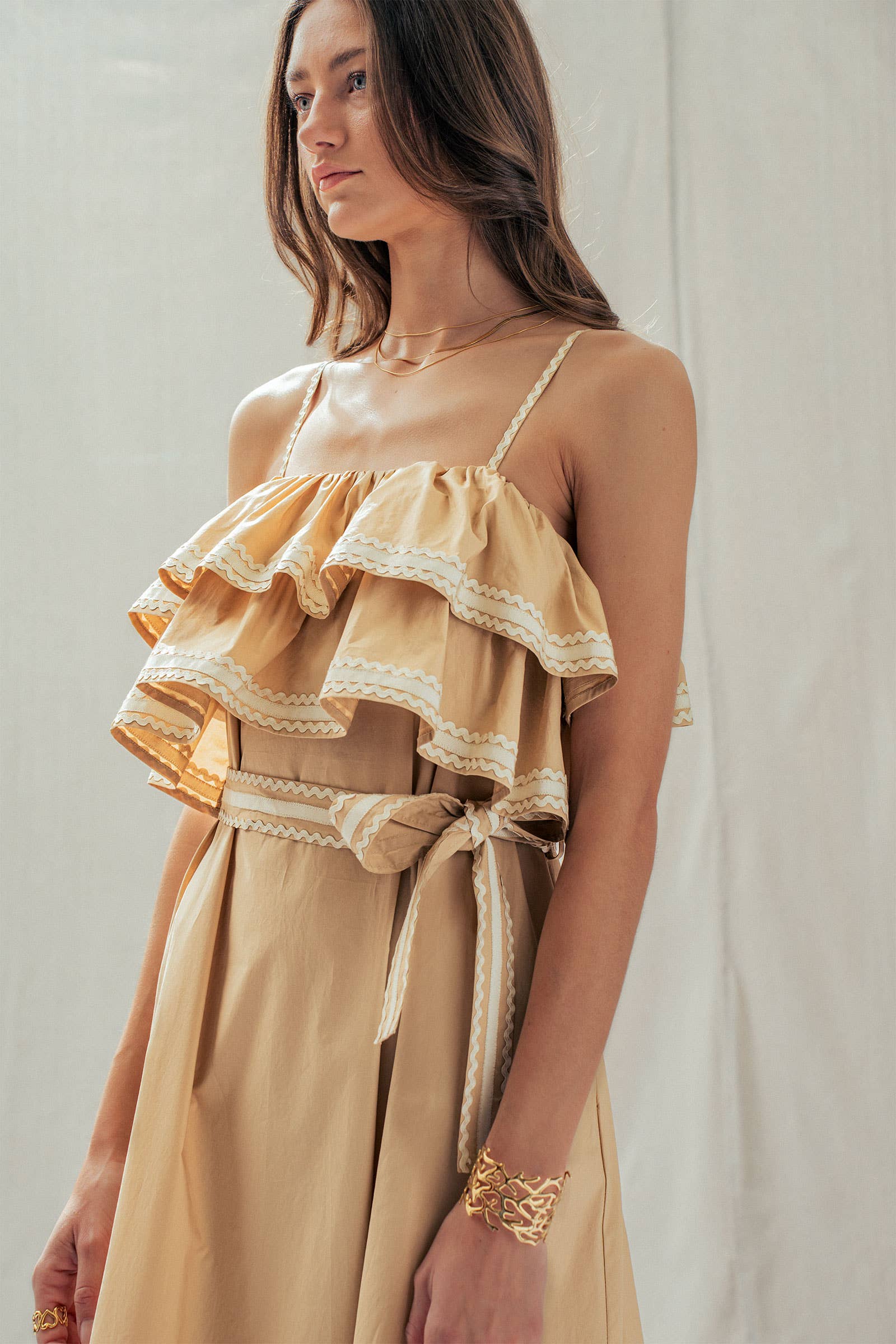 Urban Daizy Rickrack Trim Tiered Ruffle Cotton Maxi Dress Black Dress - Women's (UDDR0346) – alternate view 13