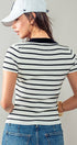 Urban Daizy Ribbed Stripe V-Neck Knit Top Ivory Knit Top - Women's (UDZ-TP-00562) – alternate view 4