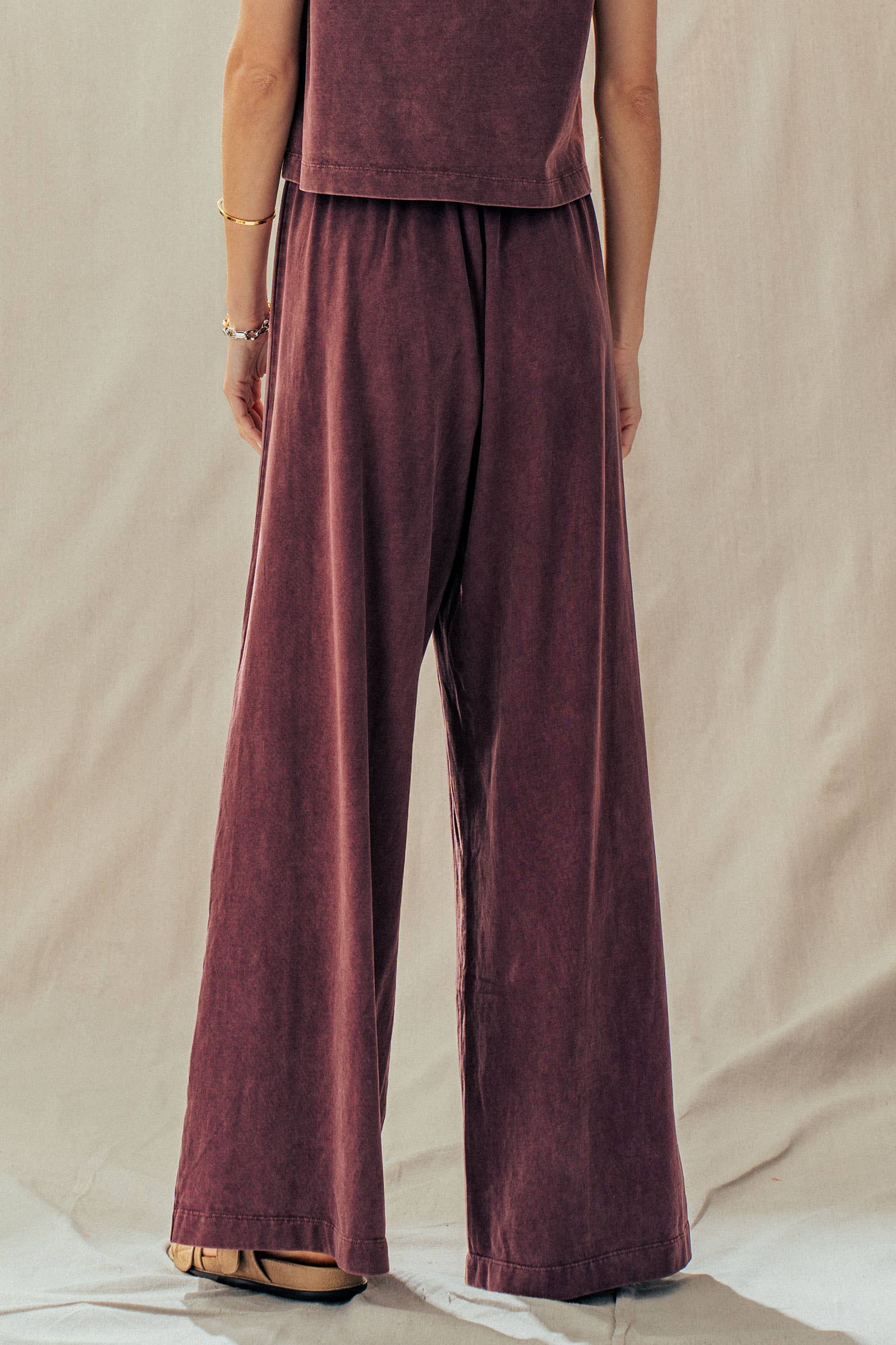 Elastic Waist Wide Leg Knit Pants