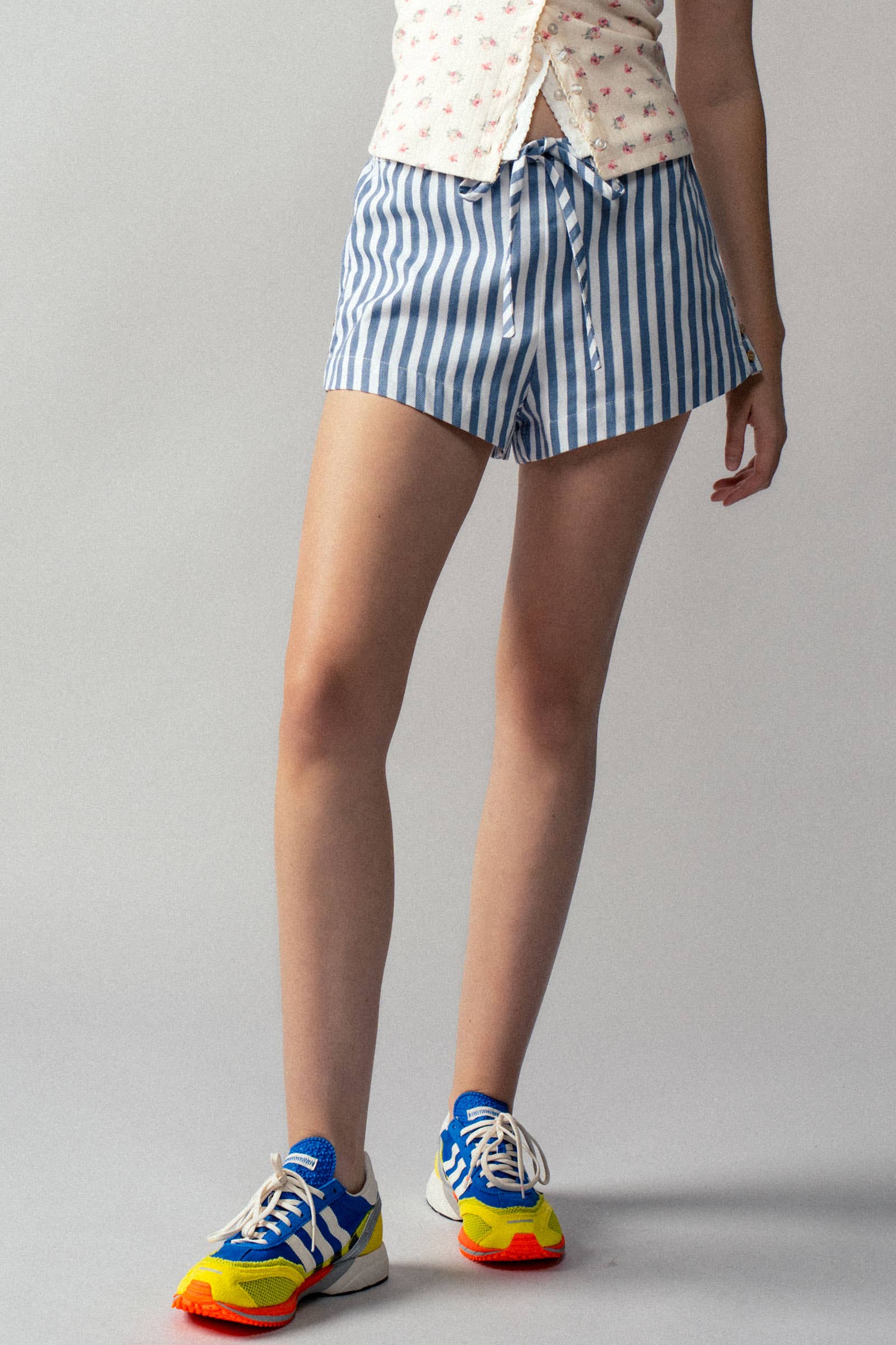 Retro Striped Side-Button Lounge Shorts