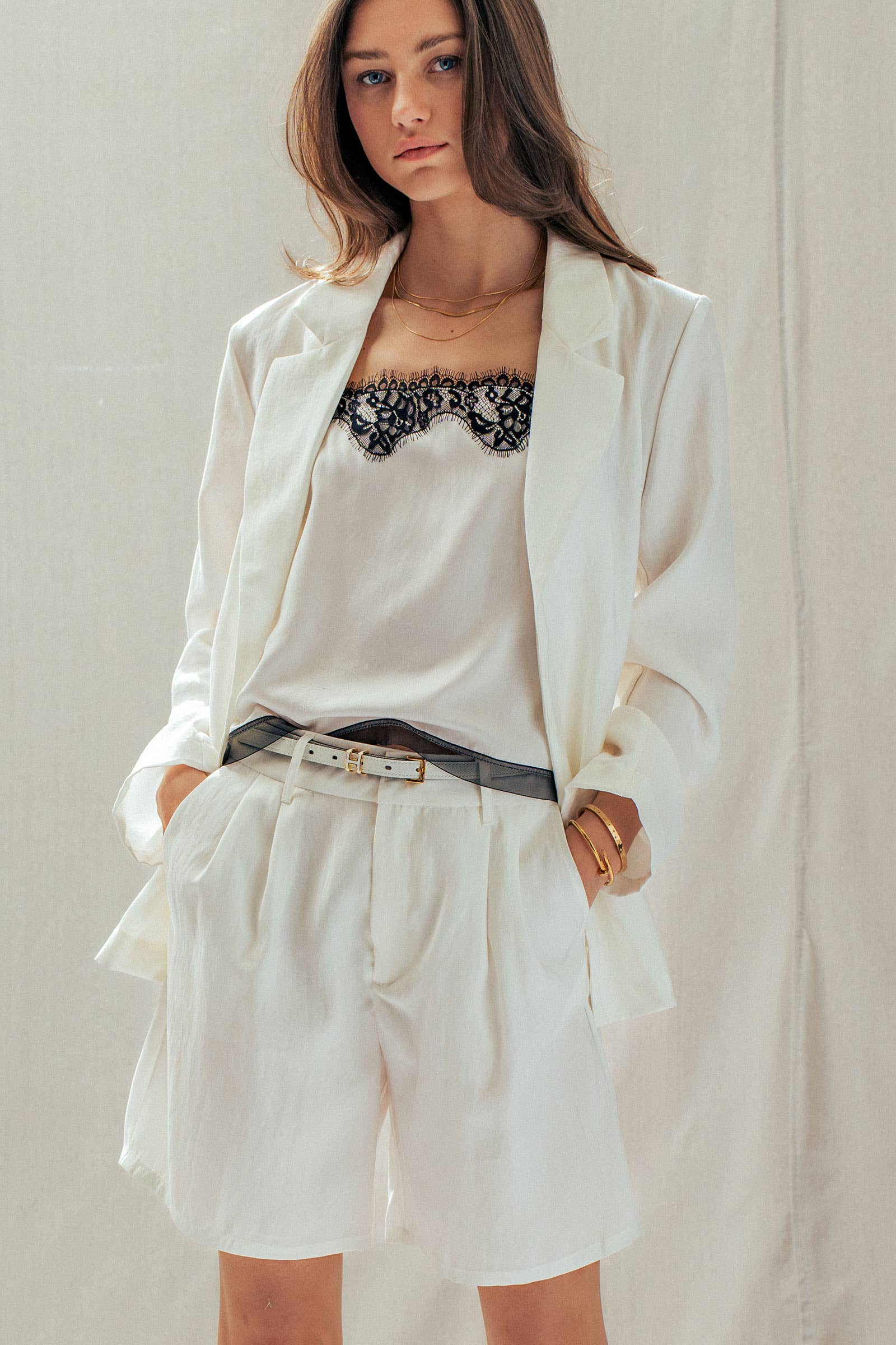 Relaxed Fit Open Front Blazer