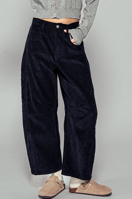 Urban Daizy Inseam Stitch Detail Corduroy Barrel Jeans Brown Pants - Women's (UDZ-PT-00313) – alternate view 16