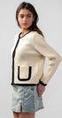 Urban Daizy Classic Contrast Trim Patch Pocket Cardigan Ivory Cardigan - Women's (UDZ-KN-00363) – alternate view 16
