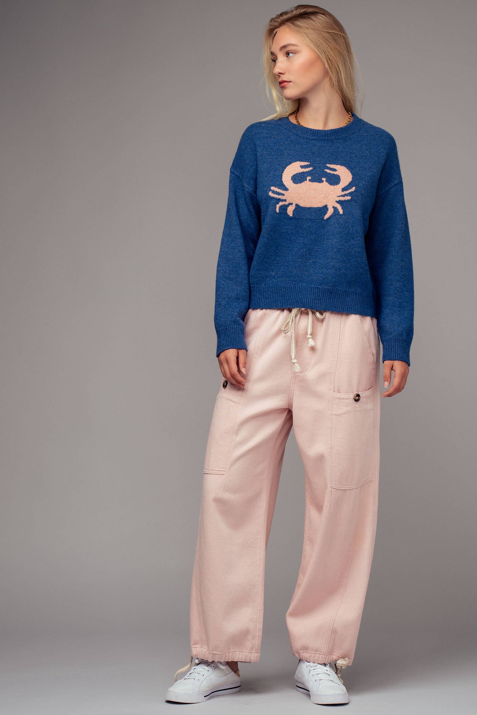 Crab Graphic Relaxed Knit Sweater