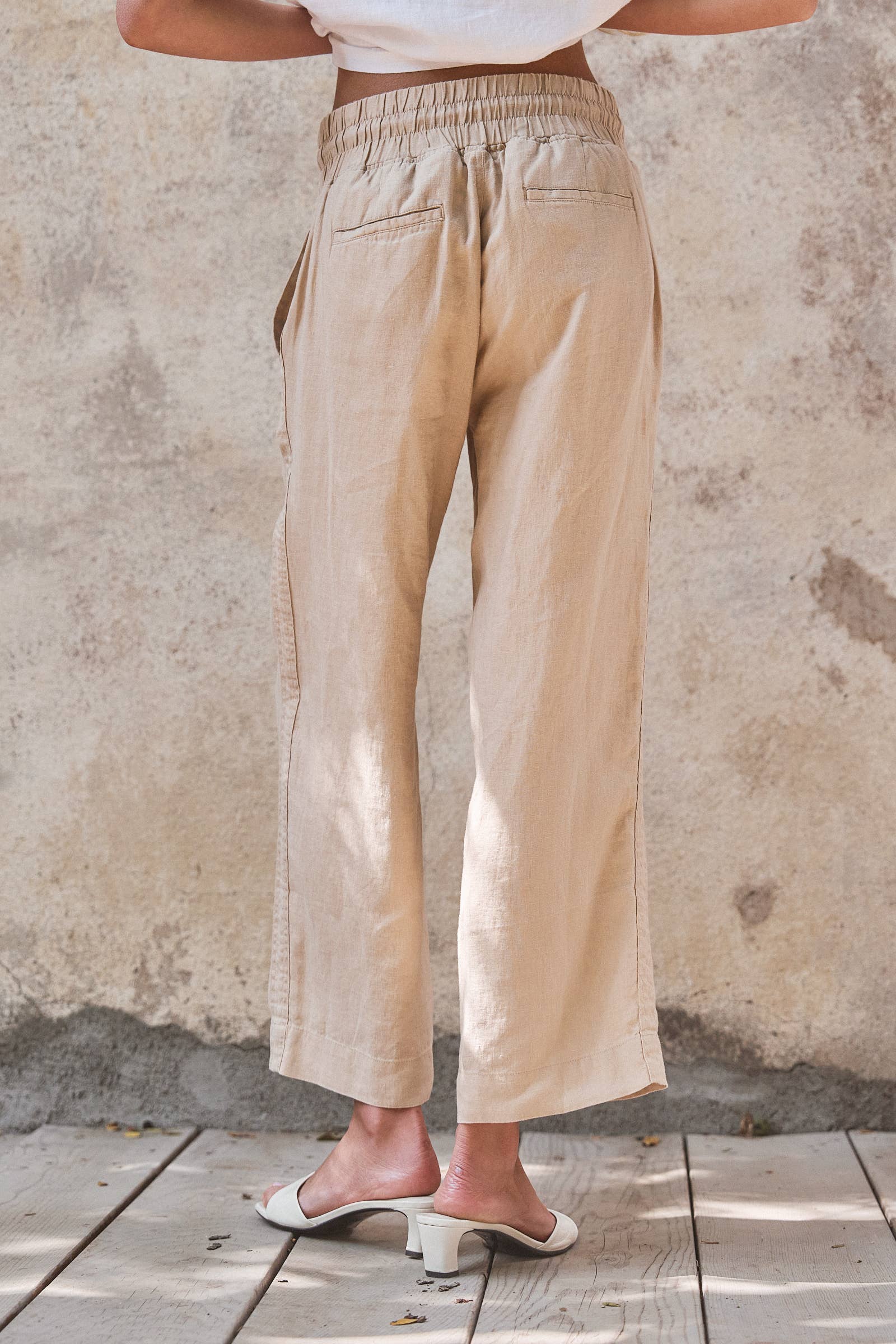 Urban Daizy Linen Wide-Leg Drawstring Pants Navy-Stripe Pants - Women's (UDPT0177-Navy-Stripe) – alternate view 14
