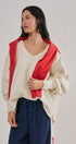 Relaxed Vintage V-Neck Oversized Sweatshirt in CHALK - Women's Sweatshirts & Hoodies | Urban Daizy