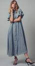 Urban Daizy Puff Sleeve A-Line Denim Maxi Dress Lt-Denim Dress - Women's (UDZ-DR-00392) – alternate view 10