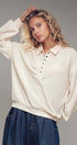 Urban Daizy Waffle Knit Collared Snap Placket Pullover Deep-Red Sweatshirt - Women's (UDZ-KN-00656) – alternate view 5