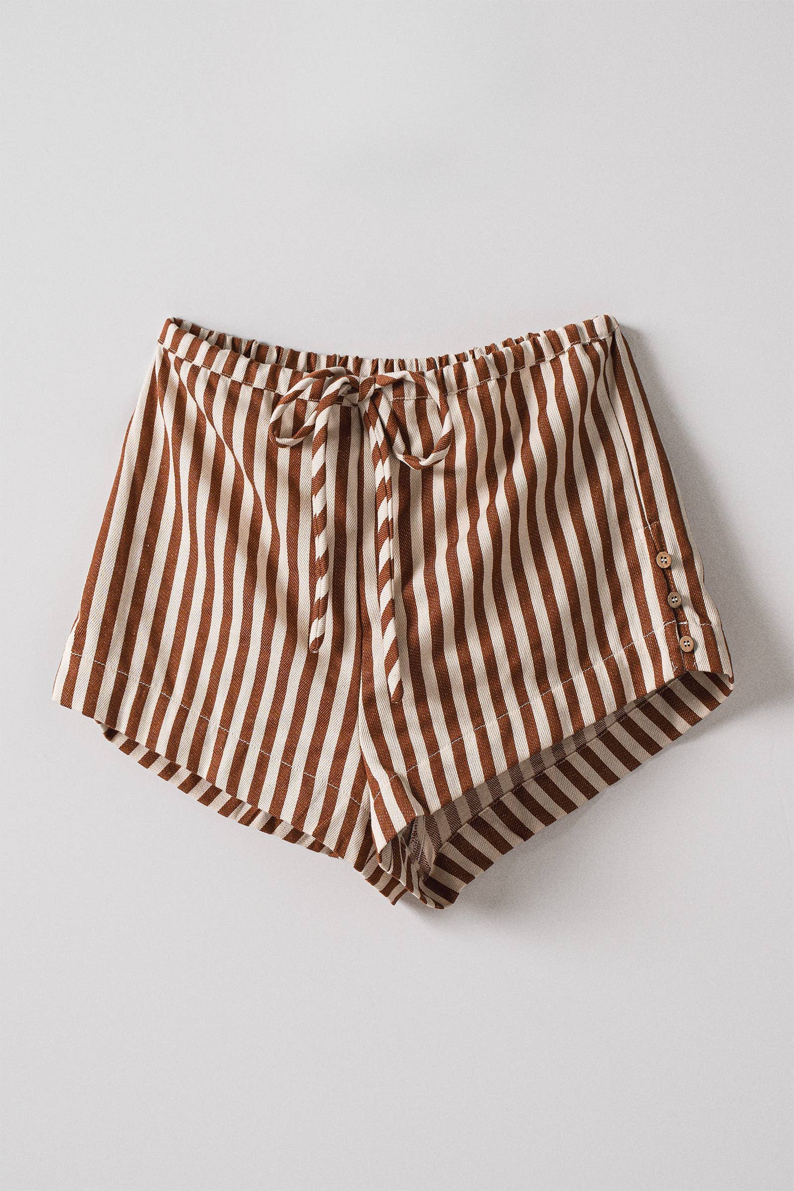 Retro Striped Side-Button Lounge Shorts