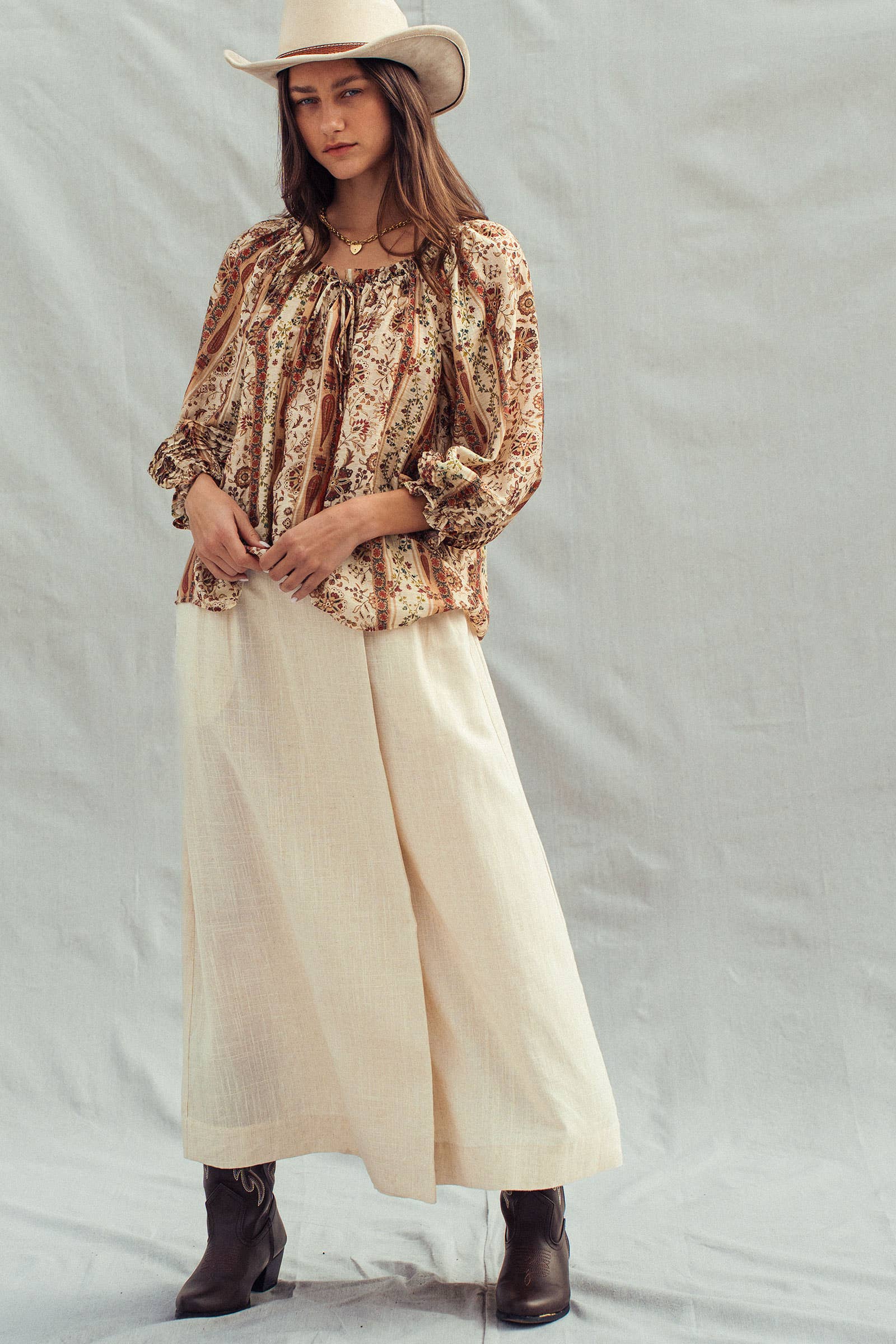 Urban Daizy Boho Off-Shoulder Floral Stripe Blouse Brown-Multi Blouse - Women's (UDZ-TP-01030) – alternate view 15