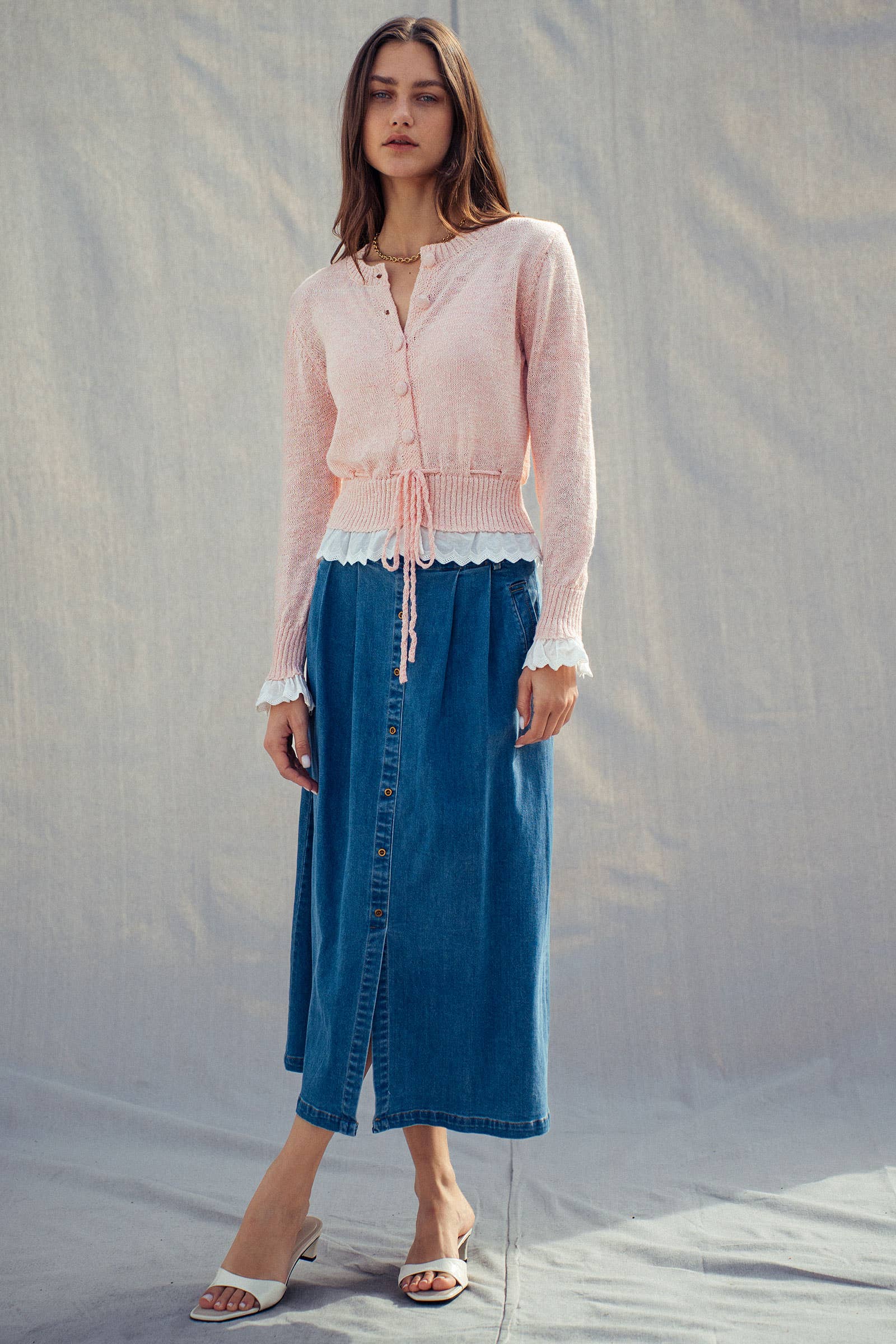 Urban Daizy Button-Front Denim Midi Skirt Denim Skirt - Women's (UDZ-SK-00176) – alternate view 9