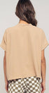 Urban Daizy Relaxed V-Neck Top with Folded Sleeves Ivory Blouse - Women's (UDZ-TP-00570) – alternate view 15
