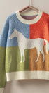 Urban Daizy Colorblock Horse Intarsia Graphic Sweater Orange Knit Sweater - Women's (UDZ-TP-00816) ��� alternate 