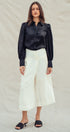 Metallic Shimmer Button Down Blouse with Puff Sleeves in BLACK - Women's Shirts & Blouses | Urban Daizy