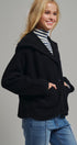 Hooded Button-Front Wool Blend Short Jacket in BLACK - Women's Jackets & Blazers | Urban Daizy