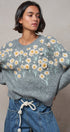 Embossed Floral Knit Sweater in GREY - Women's Sweaters | Urban Daizy