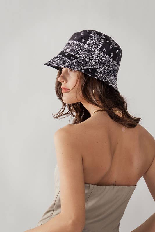 Urban Daizy Paisley Print Spring Fashion Bucket Hat Black Bucket Hat - Women's (UDZ-AC-00049)