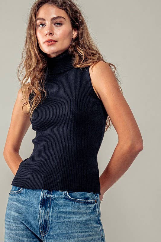 Urban Daizy Sleeveless Ribbed Knit Turtleneck Top Camel Knit Top - Women's (UDZ-TP-00703) – alternate view 11
