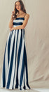Urban Daizy Vertical Stripe Smocked Back Maxi Dress Ivory-Navy Dress - Women's (UDZ-DR-00526) – alternate view 4