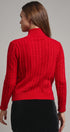 Cable Knit Mock Neck Button-Front Cardigan in RED - Women's Sweaters | Urban Daizy