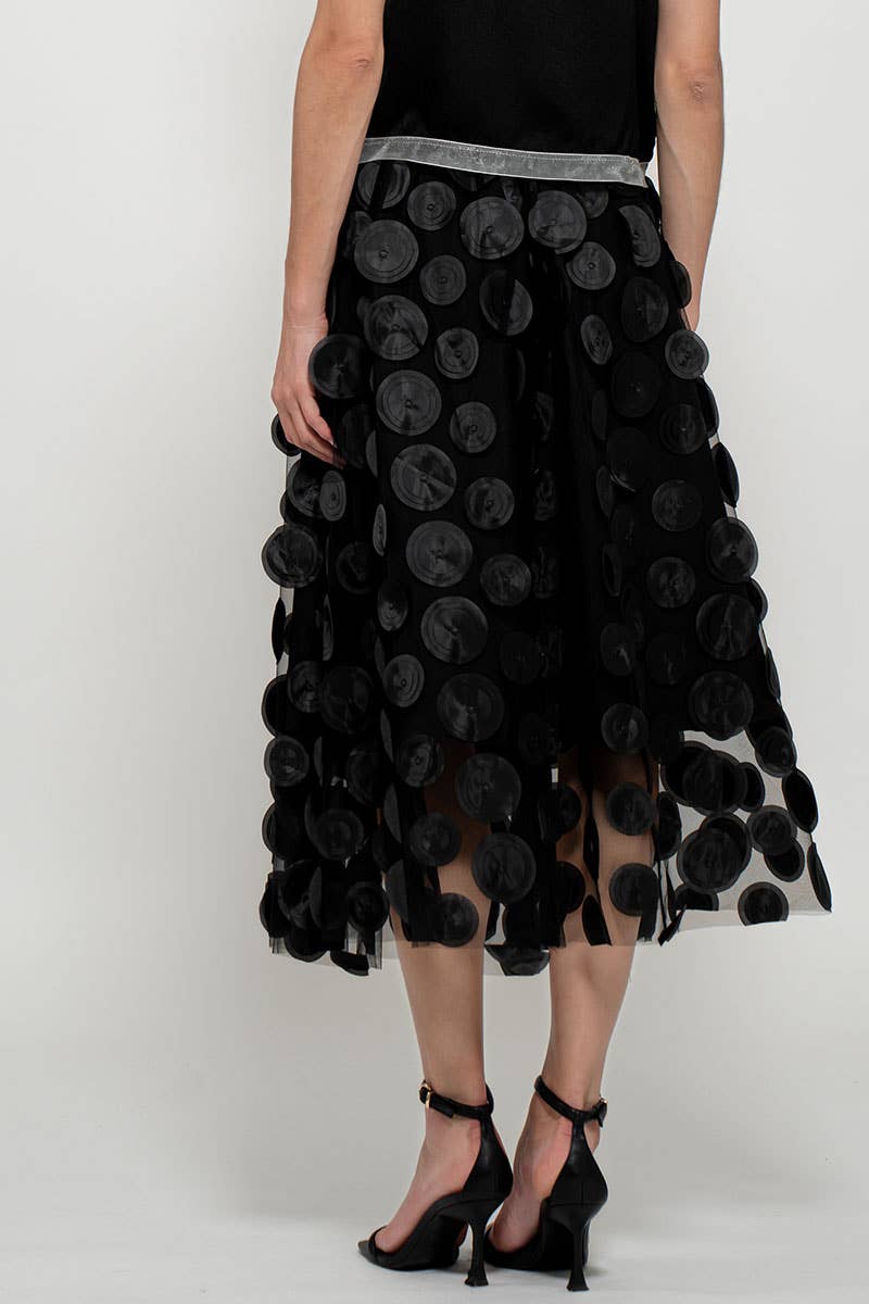 Urban Daizy Polka Dot Tulle Midi Skirt with Elastic Waist Black Skirt - Women's (UDZ-SK-00104) – alternate view 17