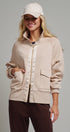 Scuba Zip Up Track Bomber Jacket Pilates Athflow for Women in SAND - Women's Jackets & Blazers | Urban Daizy