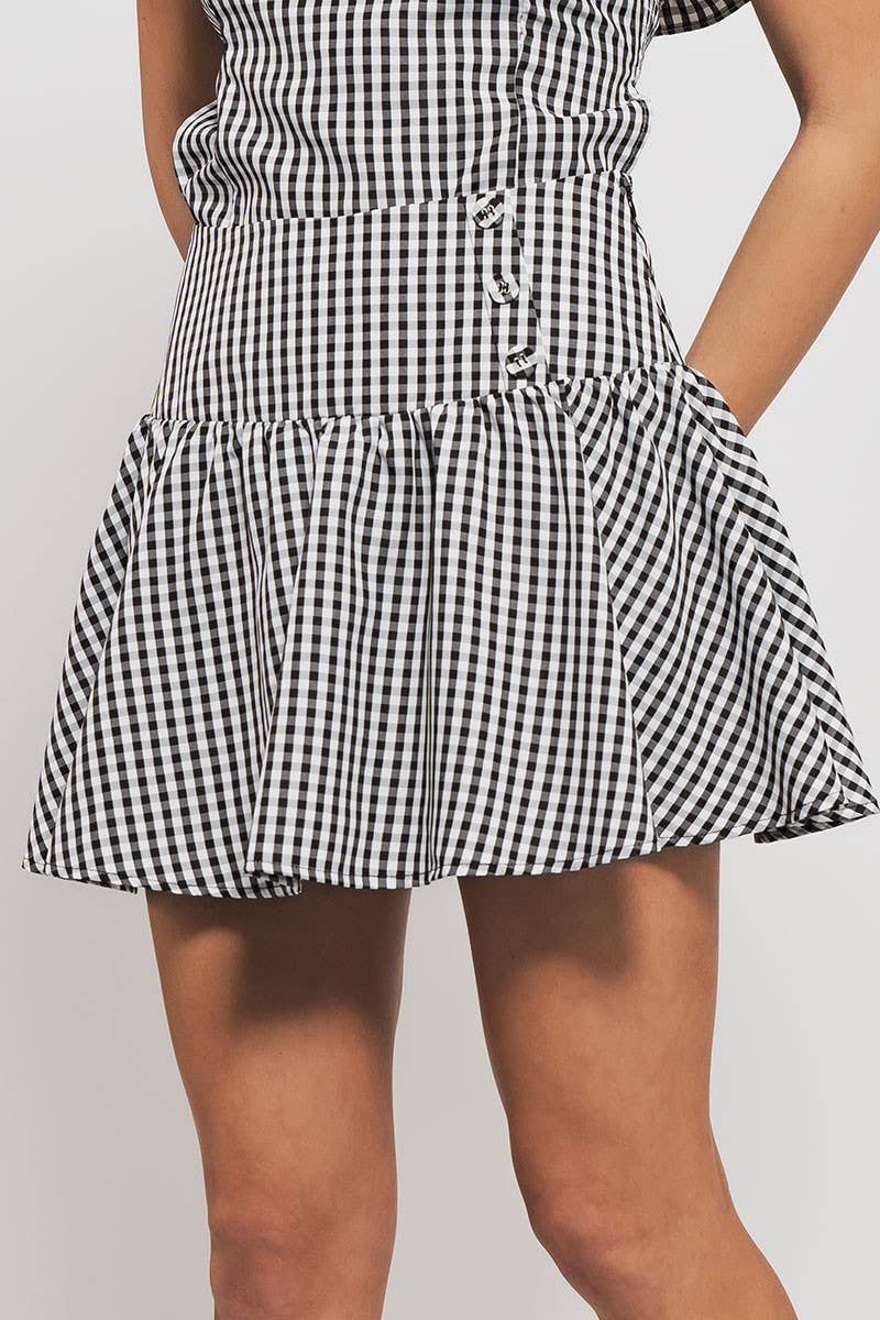 Urban Daizy Gingham Side-Button Mini Skirt Blue Skirt - Women's (UDZ-SK-00153) – alternate view 6