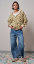 Camo Star Patch Zip-Up Oversized Hoodie