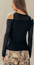 Urban Daizy Layered Ribbed Knit Off-Shoulder Long Sleeve Top BLACK Tank Top - Women's (UDTP1079-BLACK) – alternate view