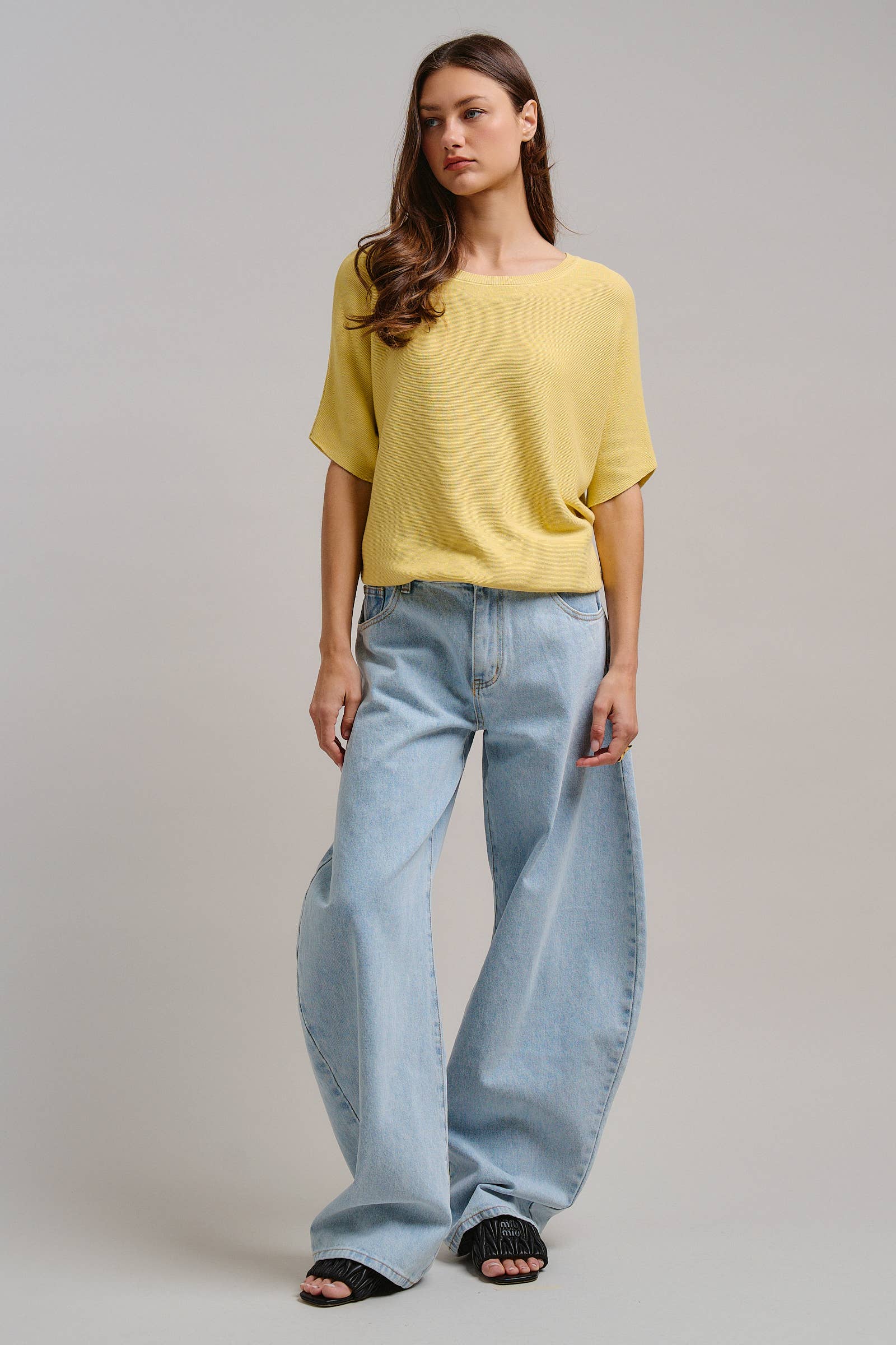 Relaxed Dolman Sleeve Knit Sweater Top