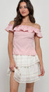 Urban Daizy Gingham Ruffle Off-Shoulder Crop Top Pink Blouse - Women's (UDZ-TP-01034) – alternate view 30