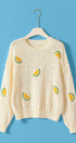 Urban Daizy Citrus Embroidered Knit Pullover Sweater Ivory Knit Sweater - Women's (UDZ-KN-01047)
