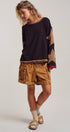 Urban Daizy Raw Seam Star Patch Slouchy Knit Top Brown Knit Top - Women's (UDTP1432-Brown) – alternate view 8