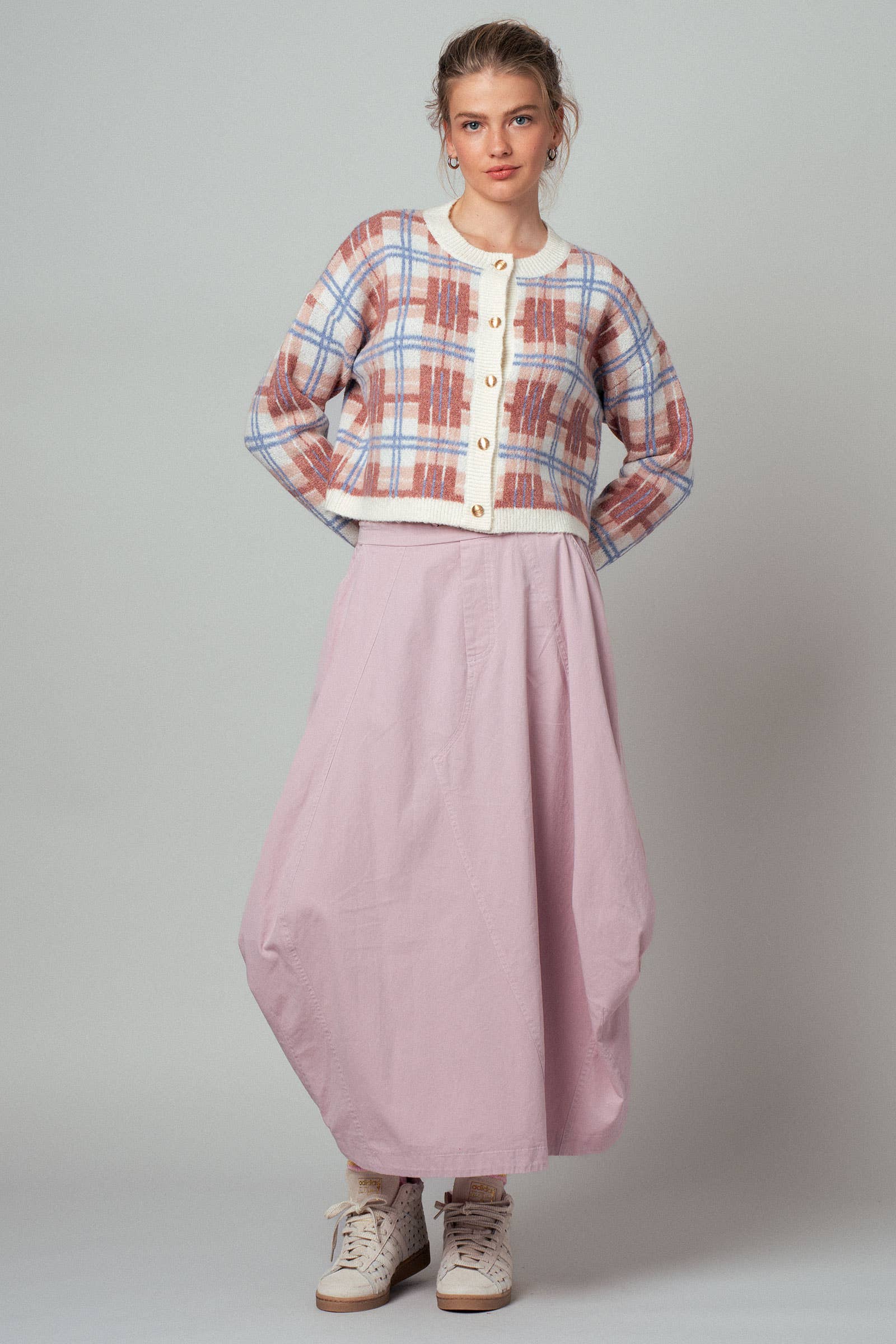 Balloon Hem Drawstring Maxi Skirt