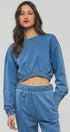 Urban Daizy Mineral Wash Mock Neck Crop Sweatshirt Black Sweatshirt - Women's (UDZ-KN-00191) – alternate view 14