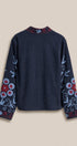 Embroidered Corduroy Jacket with Folk Floral Scroll in NAVY - Women's Jackets & Blazers | Urban Daizy