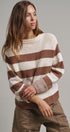 Striped Oversized Chunky Knit Sweater in BROWN - Women's Sweaters | Urban Daizy