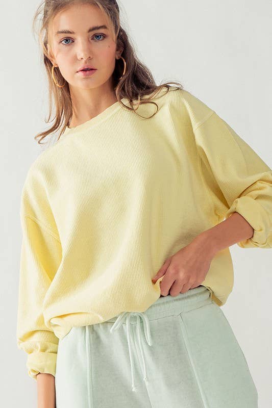Urban Daizy Oversized Vintage Wash Ribbed Cotton Sweater Charcoal Sweatshirt - Women's (UDZ-KN-00544) – alternate view 22