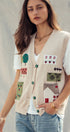 Urban Daizy Boho Graphic Knit Vest with Patch Pockets Oatmeal Sweater Vest - Women's (UDZ-KN-01039) – alternate view 2