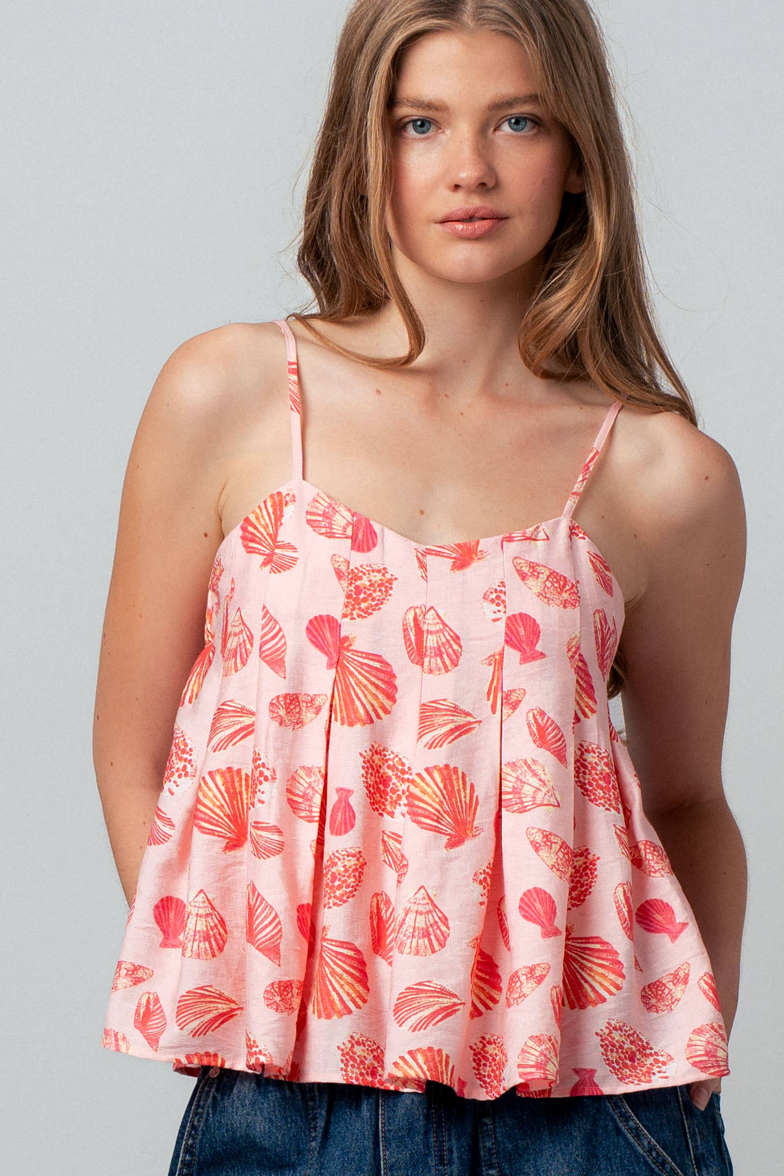 Seashell Print Empire Waist Cami Top