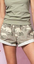 Urban Daizy Spring Elastic Waist Cuffed Print Shorts Camo Shorts - Women's (UDZ-PT-00320)