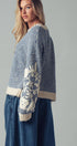 Urban Daizy Floral Embroidered Striped Knit Sweater Brown Knit Sweater - Women's (UDZ-TP-00814) – alternate view 14