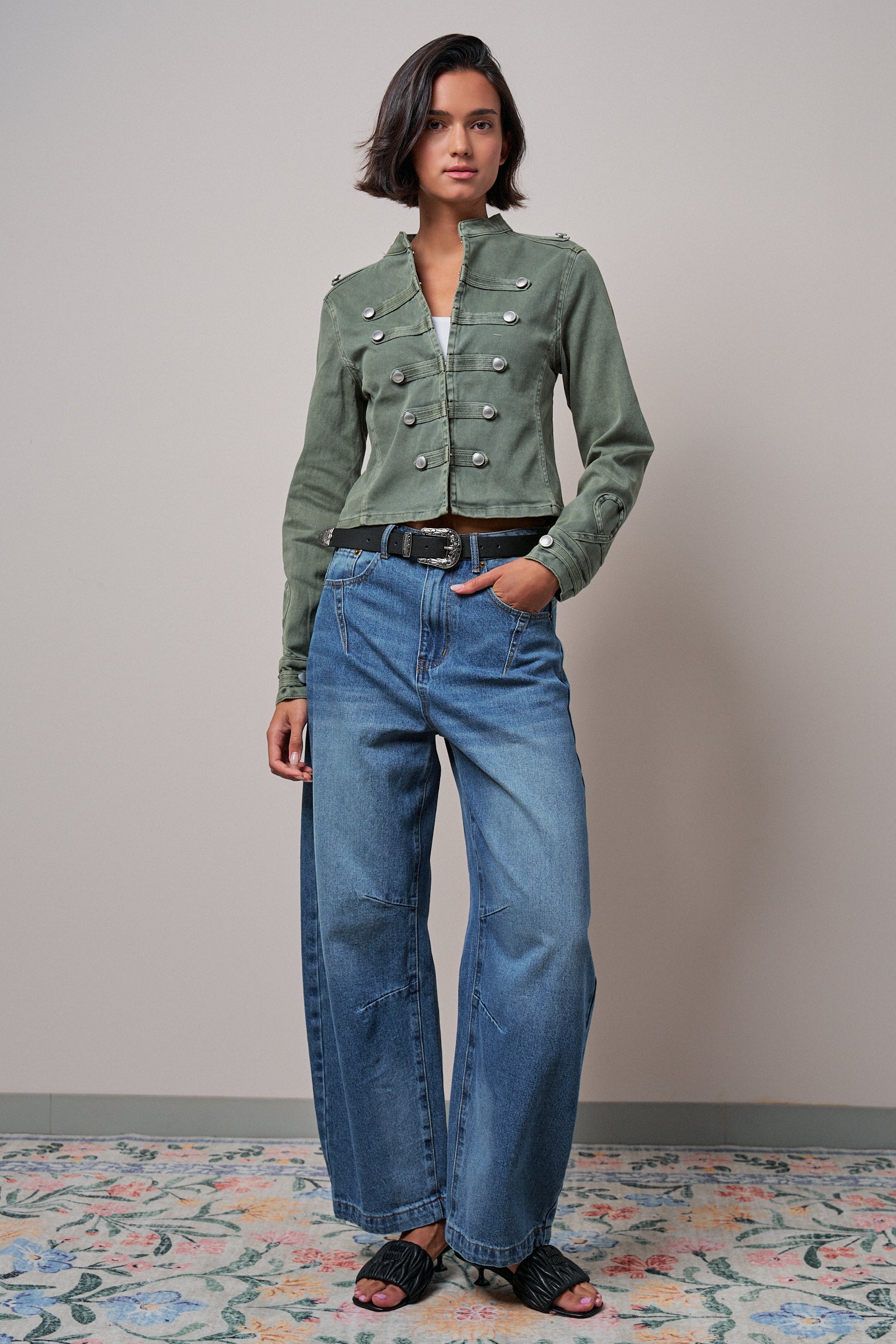 Military Double-Button Stretch Cotton Jacket