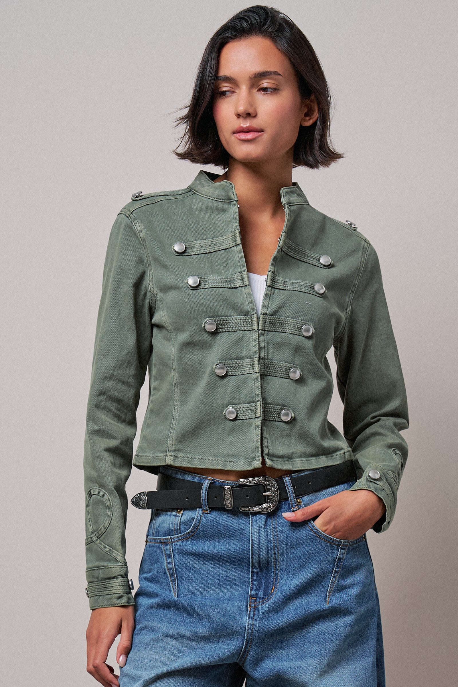 Military Double-Button Stretch Cotton Jacket