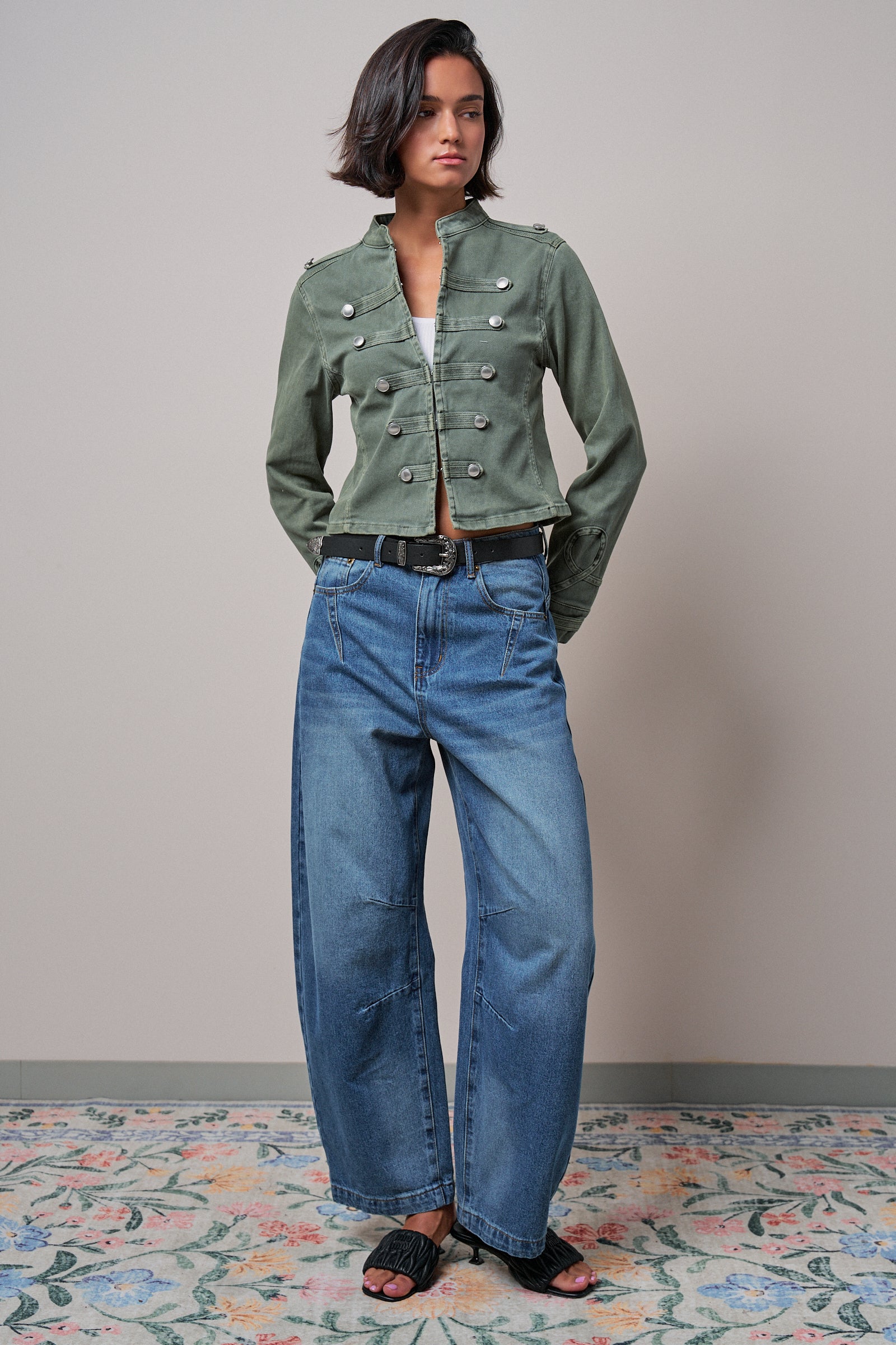 Military Double-Button Stretch Cotton Jacket